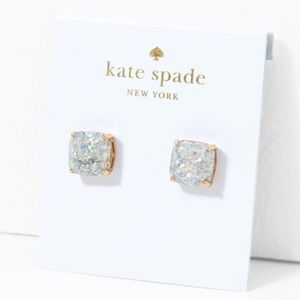 Kate Spade Mini Small Square Stud Earrings - Opal Glitter NWT